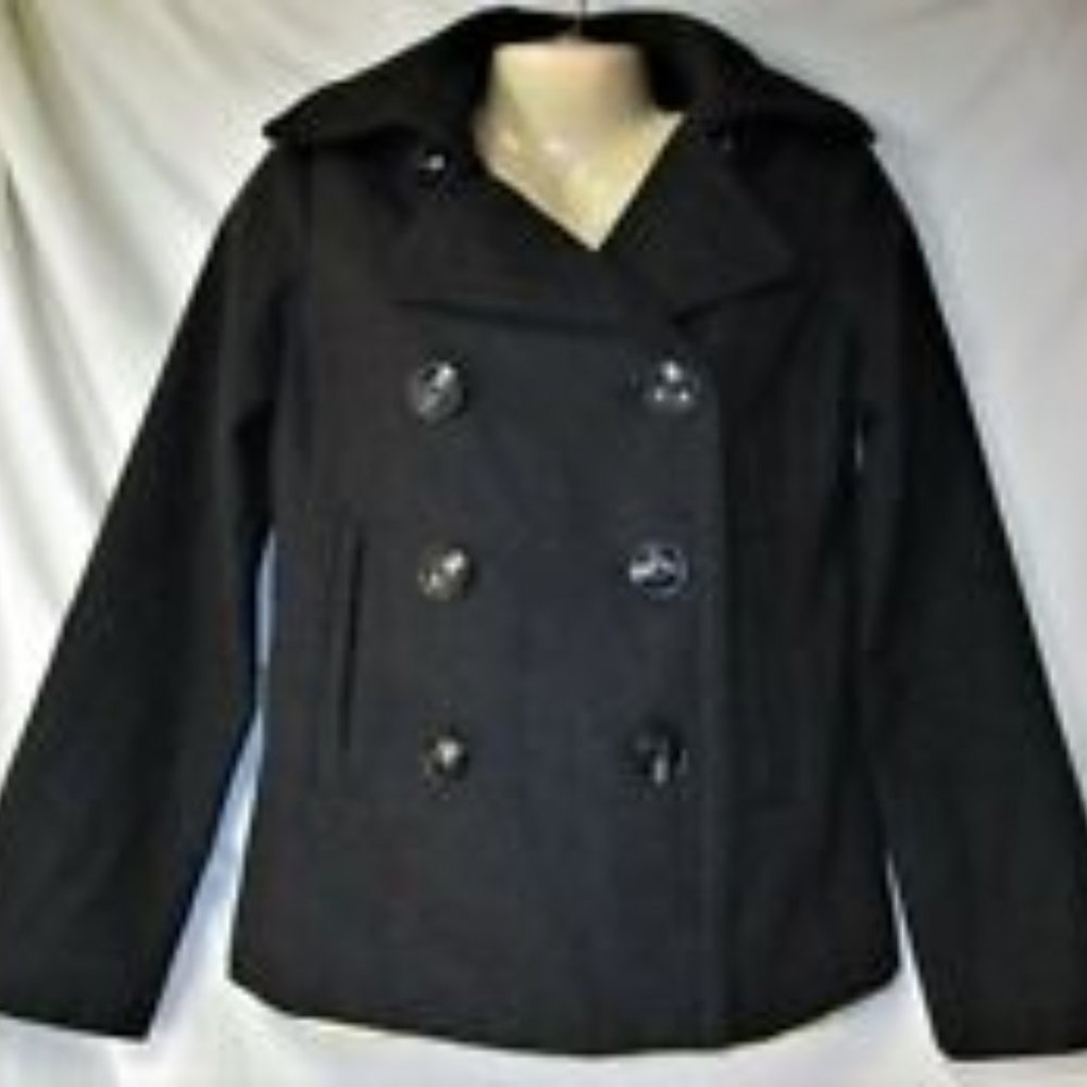 Women's Gray Wool Blend Pea Coat Size XS
